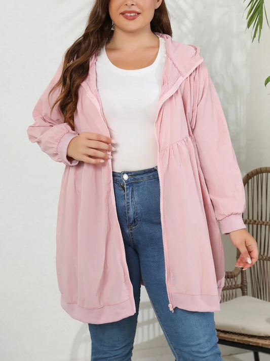 Lässige Oversize Jacke mit Kapuze und Kordelzug - Figurumspielend durch die Übergangszeit